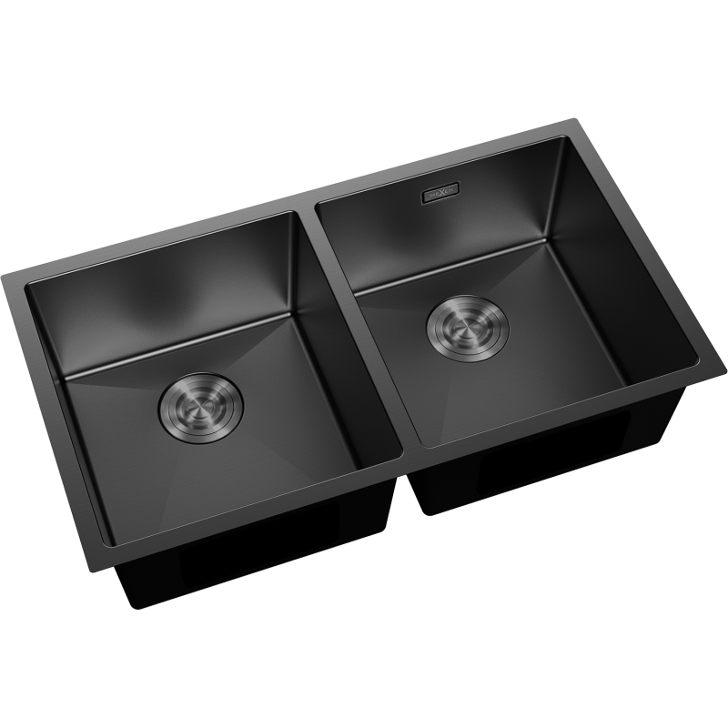 Mexen Binox évier en acier inoxydable à 2 bacs 800 x 450 mm, noir - 6421802000-70