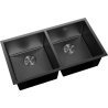 Mexen Binox évier en acier inoxydable 2 bacs 800 x 450 mm, noir - 6421802000-70