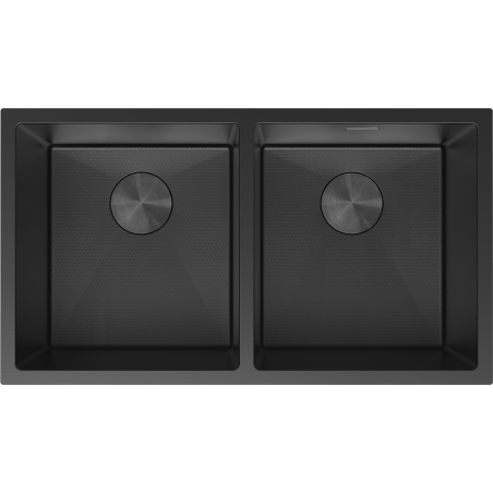 Mexen Binox évier en acier inoxydable 2-bacs 800 x 450 mm, noir HC - 6421802000-70HC