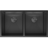 Mexen Binox évier en acier inoxydable 2-bacs 800 x 450 mm, noir HC - 6421802000-70HC