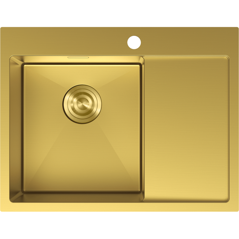 Mexen Exar Évier en acier inoxydable à 1 bac avec égouttoir, gauche 620 x 480 mm, doré - 6431621005L-55
