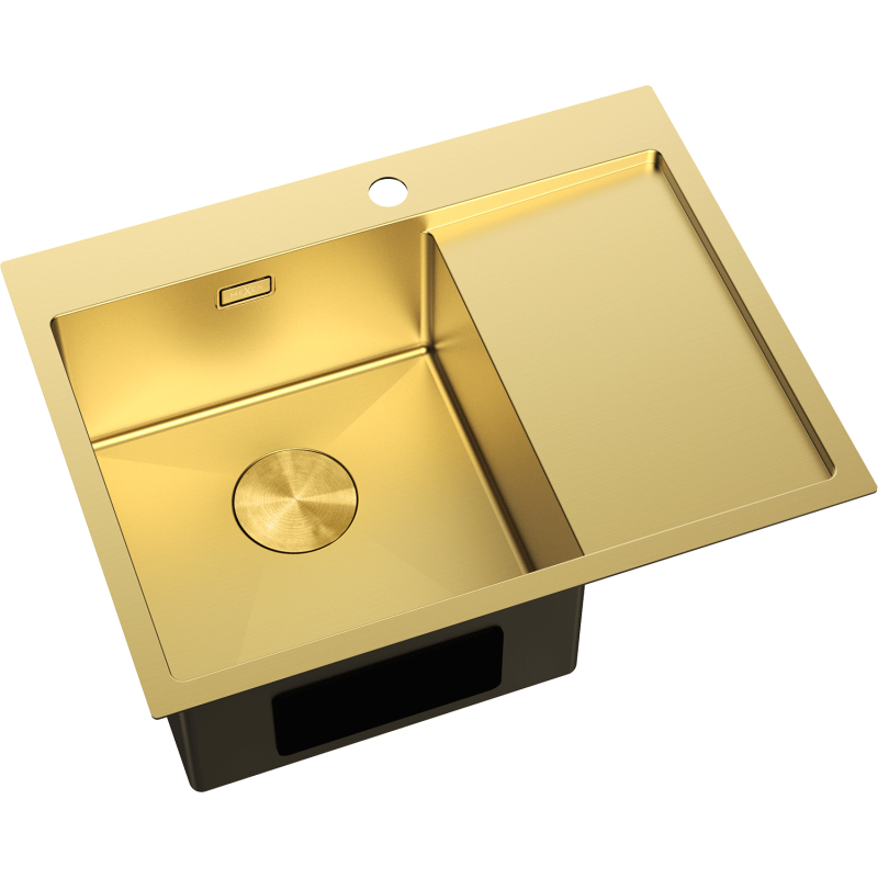 Mexen Exar évier en acier inoxydable 1 bac avec égouttoir à gauche 620 x 480 mm, doré - 6431621005L-55