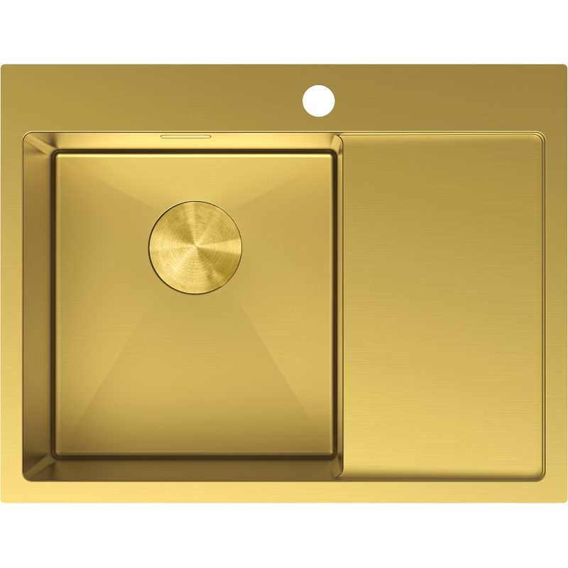 Mexen Exar Évier en acier inoxydable à 1 bac avec égouttoir, gauche 620 x 480 mm, doré - 6431621005L-55