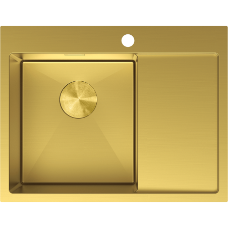 Mexen Exar évier en acier inoxydable 1 bac avec égouttoir à gauche 620 x 480 mm, doré - 6431621005L-55