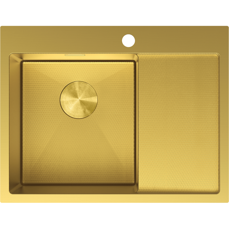 Mexen Exar évier en acier inoxydable 1 bac avec égouttoir gauche 620 x 480 mm, doré HC - 6431621005L-55HC