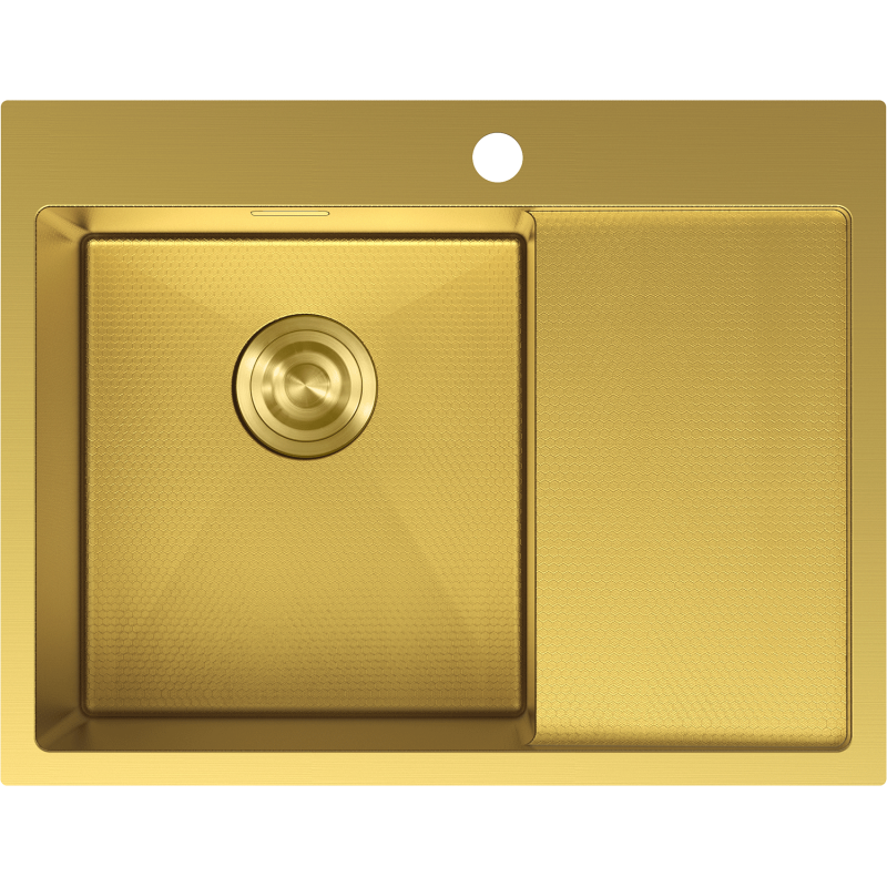 Mexen Exar évier en acier inoxydable 1 bac avec égouttoir gauche 620 x 480 mm, doré HC - 6431621005L-55HC