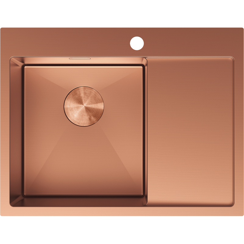 Mexen Exar évier en acier inoxydable 1 bac avec égouttoir à gauche 620 x 480 mm, cuivre - 6431621005L-65