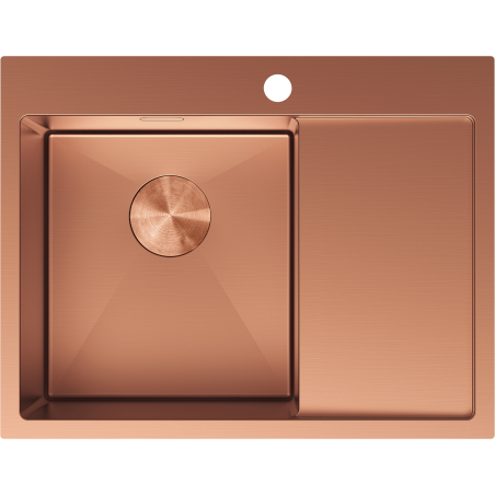 Mexen Exar évier en acier inoxydable 1 bac avec égouttoir à gauche 620 x 480 mm, cuivre - 6431621005L-65