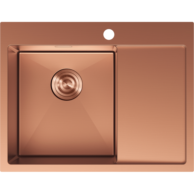 Mexen Exar évier en acier inoxydable 1 bac avec égouttoir à gauche 620 x 480 mm, cuivre - 6431621005L-65