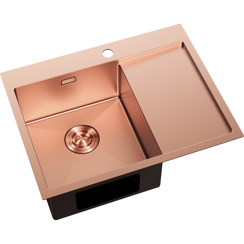 Mexen Exar évier en acier inoxydable 1 bac avec égouttoir à gauche 620 x 480 mm, cuivre - 6431621005L-65