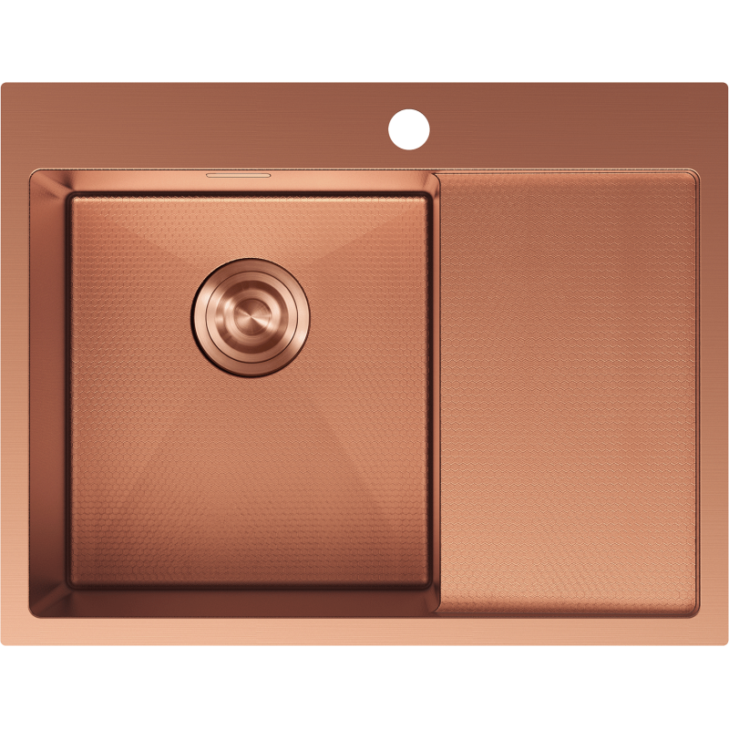 Mexen Exar évier en acier inoxydable 1 bac avec égouttoir gauche 620 x 480 mm, cuivre HC - 6431621005L-65HC