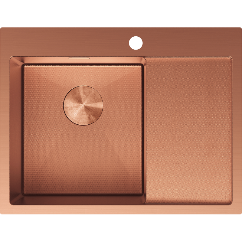 Mexen Exar évier en acier inoxydable 1 bac avec égouttoir gauche 620 x 480 mm, cuivre HC - 6431621005L-65HC