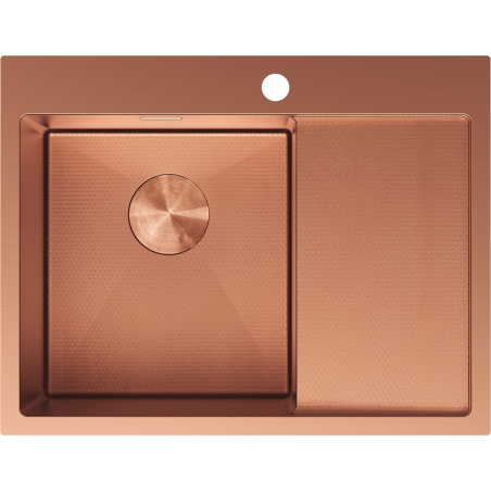 Mexen Exar évier en acier inoxydable 1 bac avec égouttoir gauche 620 x 480 mm, cuivre HC - 6431621005L-65HC