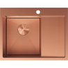 Mexen Exar évier en acier inoxydable 1 bac avec égouttoir gauche 620 x 480 mm, cuivre HC - 6431621005L-65HC