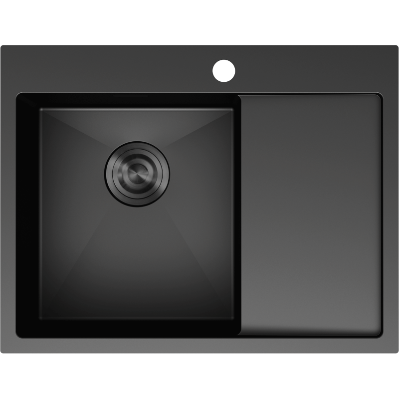 Mexen Exar évier en acier inoxydable 1 bac avec égouttoir, gauche 620 x 480 mm, noir - 6431621005L-70