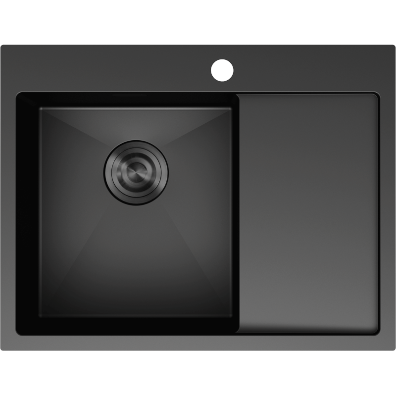 Mexen Exar évier en acier inoxydable 1 bac avec égouttoir, gauche 620 x 480 mm, noir - 6431621005L-70