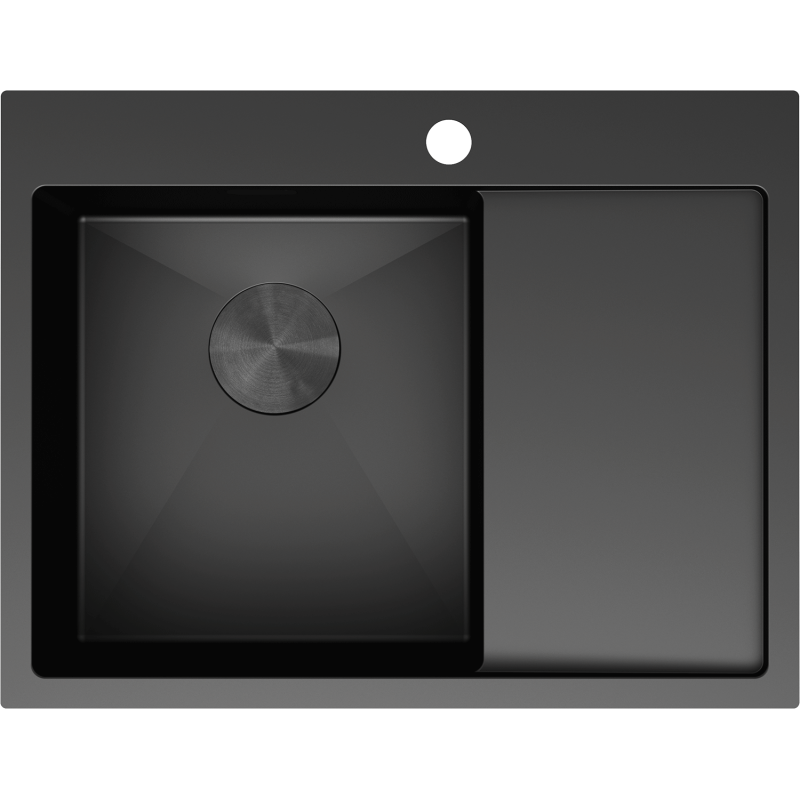 Mexen Exar évier en acier inoxydable 1 bac avec égouttoir, gauche 620 x 480 mm, noir - 6431621005L-70