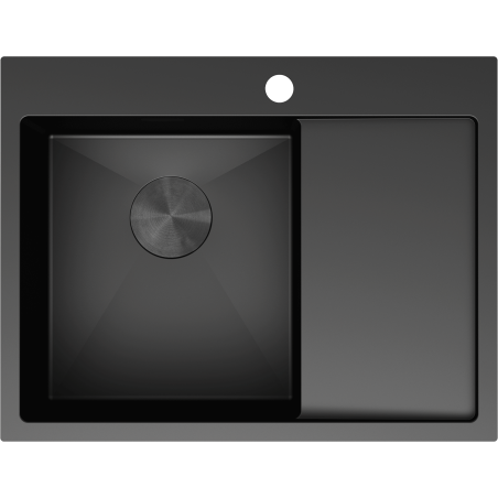 Mexen Exar évier en acier inoxydable 1 bac avec égouttoir, gauche 620 x 480 mm, noir - 6431621005L-70
