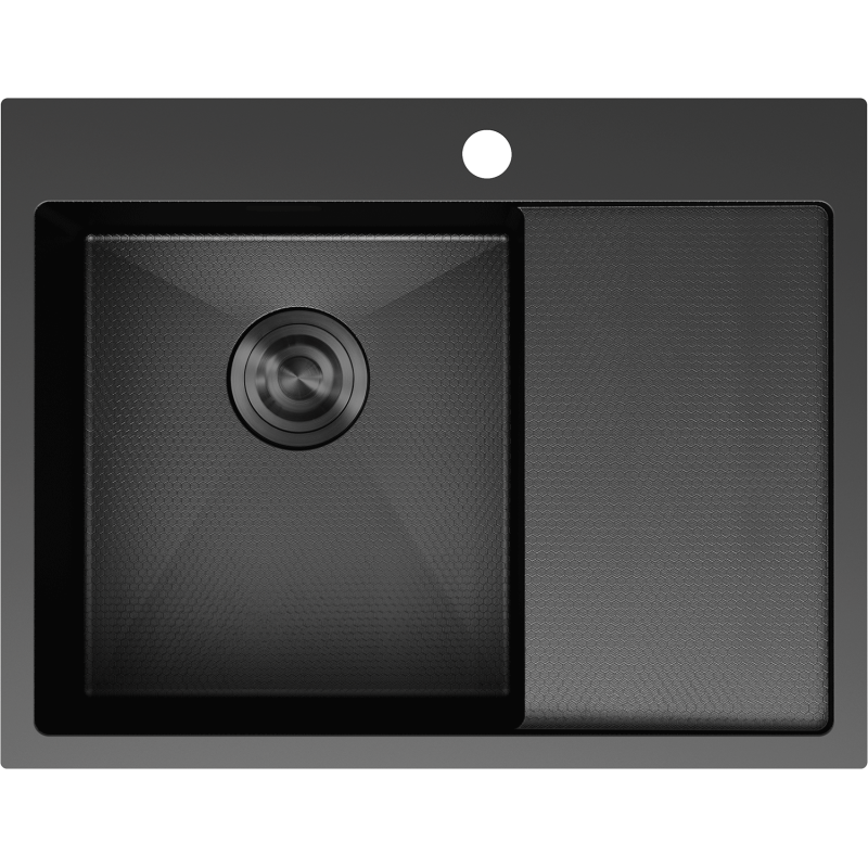 Mexen Exar évier en acier inoxydable 1 bac avec égouttoir à gauche 620 x 480 mm, noir HC - 6431621005L-70HC
