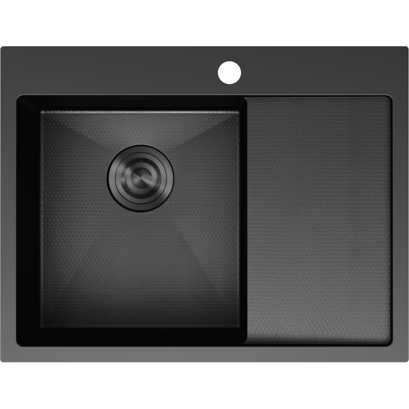 Mexen Exar évier en acier inoxydable 1 bac avec égouttoir, gauche 620 x 480 mm, noir HC - 6431621005L-70HC