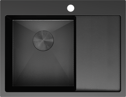 Mexen Exar évier en acier inoxydable 1 bac avec égouttoir à gauche 620 x 480 mm, noir HC - 6431621005L-70HC