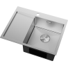 Mexen Exar évier en acier inoxydable 1 bac avec égouttoir droit 620 x 480 mm, inox - 6432621005P-01