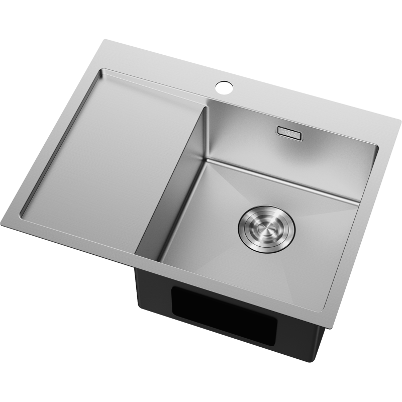 Mexen Exar évier en acier inoxydable 1 bac avec égouttoir, droit 620 x 480 mm, inox - 6432621005P-01