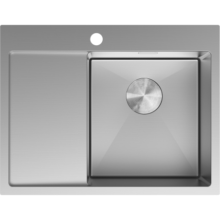 Mexen Exar évier en acier inoxydable 1 bac avec égouttoir droit 620 x 480 mm, inox - 6432621005P-01