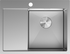Mexen Exar évier en acier inoxydable 1 bac avec égouttoir droit 620 x 480 mm, inox - 6432621005P-01