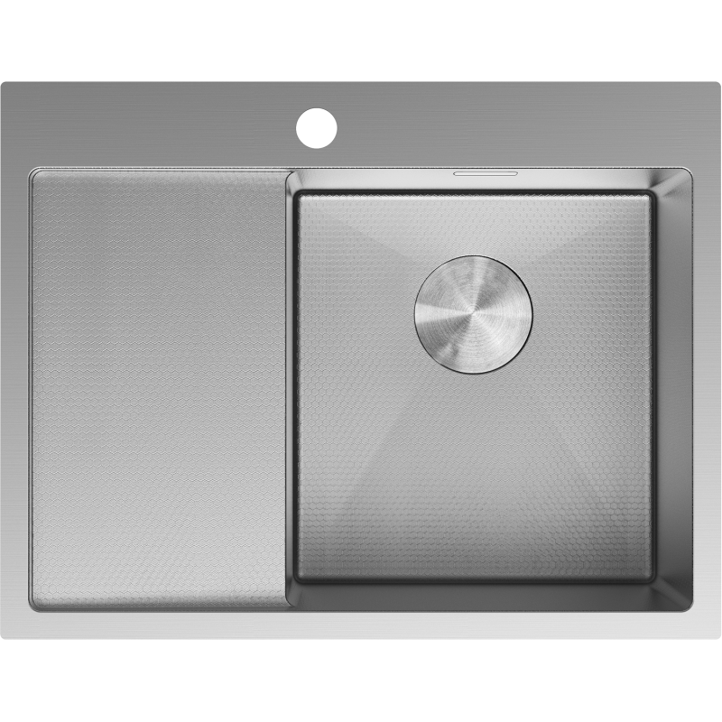 Mexen Exar évier en acier inoxydable 1 bac avec égouttoir à droite 620 x 480 mm, inox HC - 6432621005P-01HC