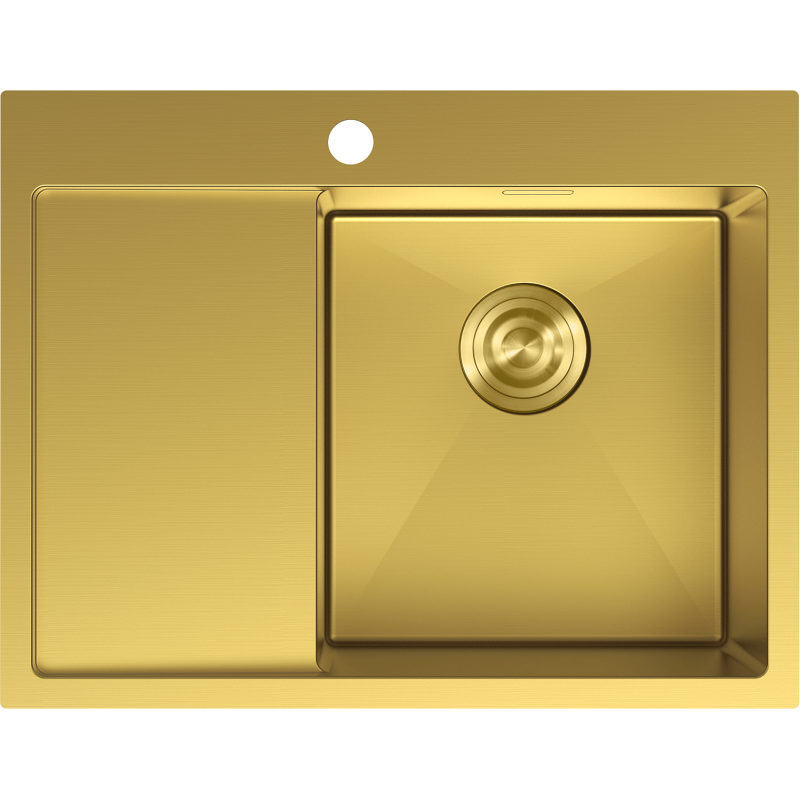 Mexen Exar évier en acier inoxydable 1 bac avec égouttoir droit 620 x 480 mm, doré - 6432621005P-55