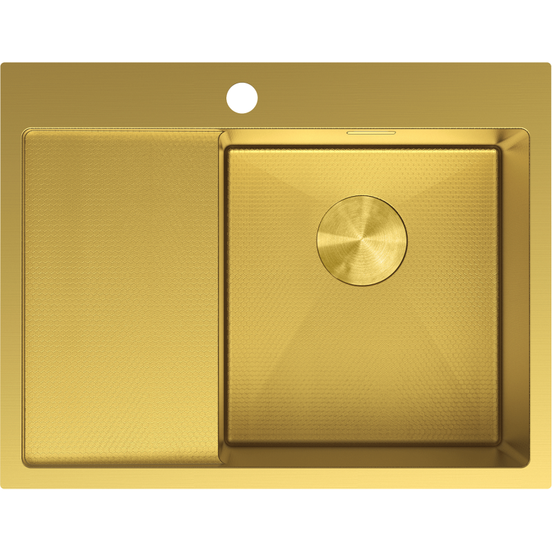 Mexen Exar évier en acier inoxydable 1 bac avec égouttoir à droite 620 x 480 mm, or HC - 6432621005P-55HC