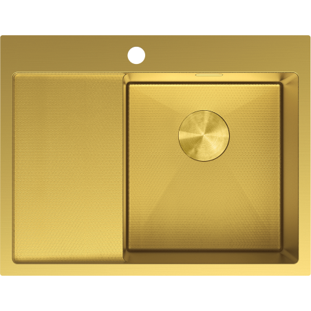Mexen Exar évier en acier inoxydable 1 bac avec égouttoir à droite 620 x 480 mm, or HC - 6432621005P-55HC