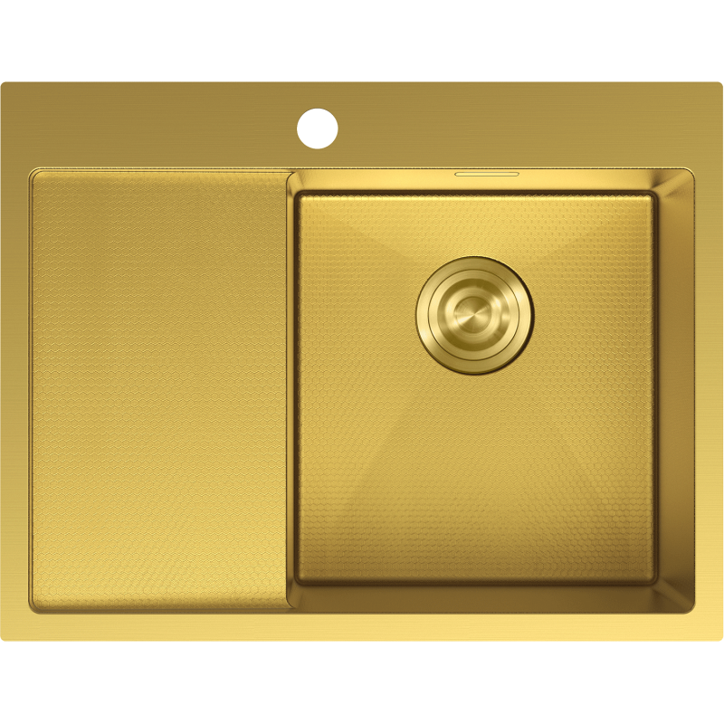 Mexen Exar évier en acier inoxydable 1 bac avec égouttoir à droite 620 x 480 mm, or HC - 6432621005P-55HC