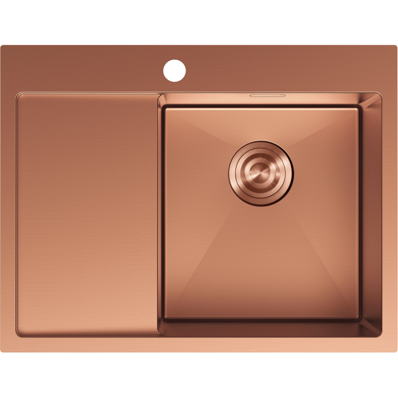 Mexen Exar évier en acier 1 bac avec égouttoir, droit 620 x 480 mm, cuivre - 6432621005P-65