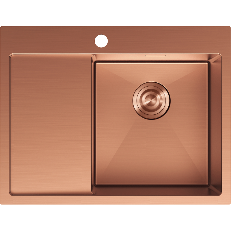 Mexen Exar évier en acier inoxydable 1 bac avec égouttoir droit 620 x 480 mm, cuivre - 6432621005P-65