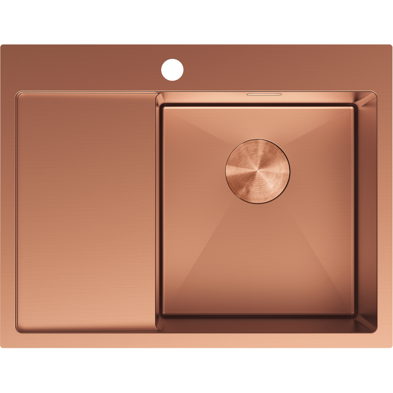 Mexen Exar évier en acier inoxydable 1 bac avec égouttoir droit 620 x 480 mm, cuivre - 6432621005P-65