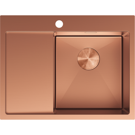 Mexen Exar évier en acier 1-bac avec égouttoir droit 620 x 480 mm, cuivre - 6432621005P-65