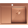 Mexen Exar évier en acier inoxydable 1 bac avec égouttoir droit 620 x 480 mm, cuivre - 6432621005P-65