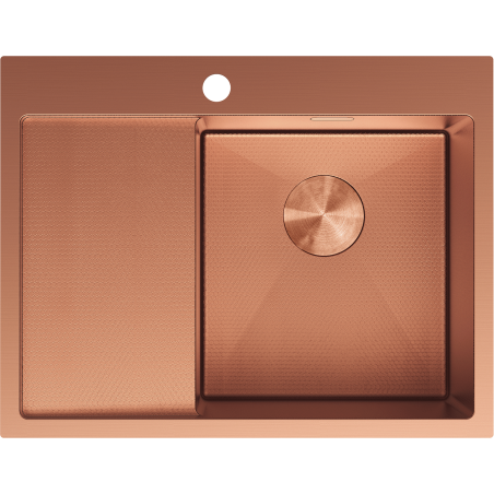 Mexen Exar évier en acier inoxydable 1 bac avec égouttoir, à droite 620 x 480 mm, cuivre HC - 6432621005P-65HC