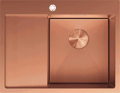 Mexen Exar évier en acier inoxydable 1 bac avec égouttoir, à droite 620 x 480 mm, cuivre HC - 6432621005P-65HC