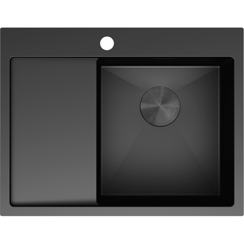 Mexen Exar évier en acier inoxydable 1 bac avec égouttoir à droite 620 x 480 mm, noir - 6432621005P-70