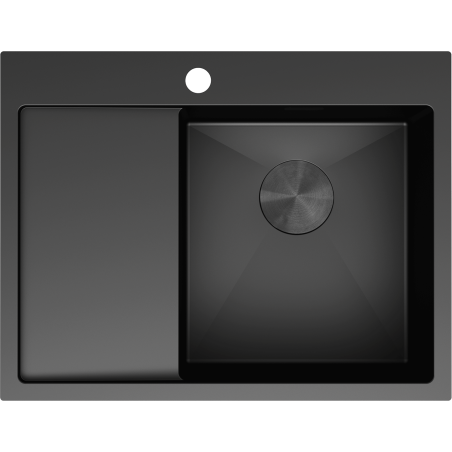 Mexen Exar évier en acier inoxydable 1 bac avec égouttoir à droite 620 x 480 mm, noir - 6432621005P-70