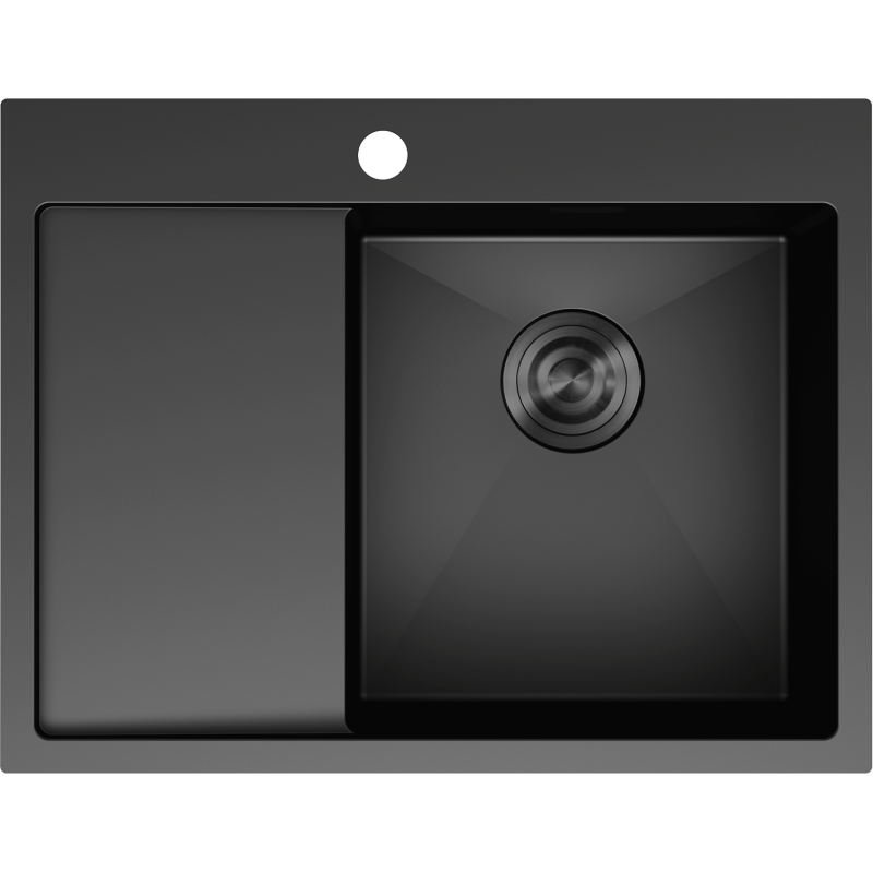 Mexen Exar évier en acier inoxydable 1 bac avec égouttoir à droite 620 x 480 mm, noir - 6432621005P-70