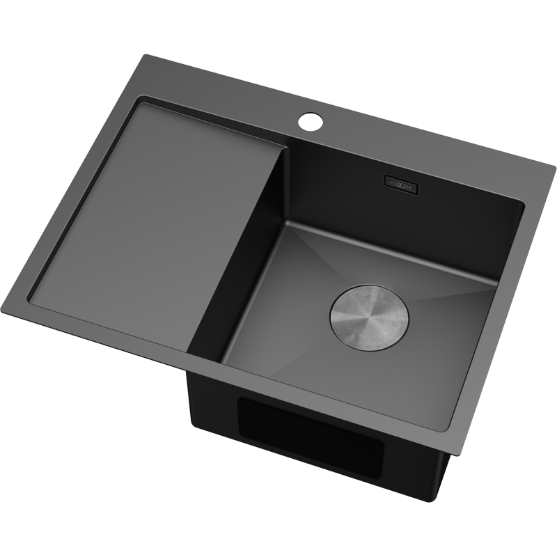 Mexen Exar évier en acier inoxydable 1 bac avec égouttoir à droite 620 x 480 mm, noir - 6432621005P-70