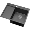 Mexen Exar évier en acier 1 bac avec égouttoir à droite 620 x 480 mm, noir - 6432621005P-70