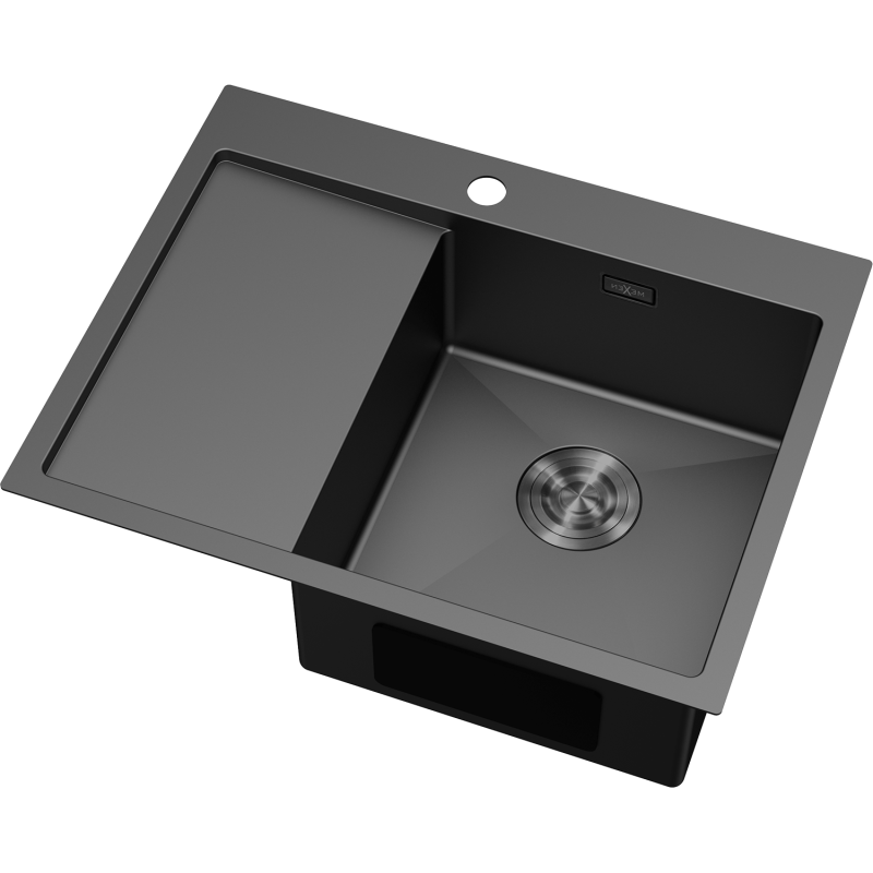 Mexen Exar évier en acier inoxydable 1 bac avec égouttoir à droite 620 x 480 mm, noir - 6432621005P-70