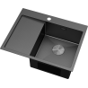 Mexen Exar Évier en acier inoxydable 1 bac avec égouttoir, côté droit 620 x 480 mm, noir HC - 6432621005P-70HC