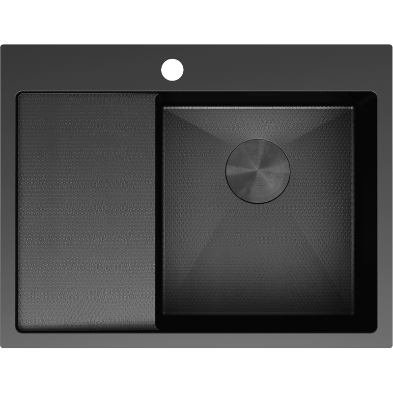 Mexen Exar Évier en acier inoxydable 1 bac avec égouttoir, côté droit 620 x 480 mm, noir HC - 6432621005P-70HC