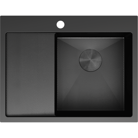 Mexen Exar Évier en acier inoxydable 1 bac avec égouttoir, côté droit 620 x 480 mm, noir HC - 6432621005P-70HC